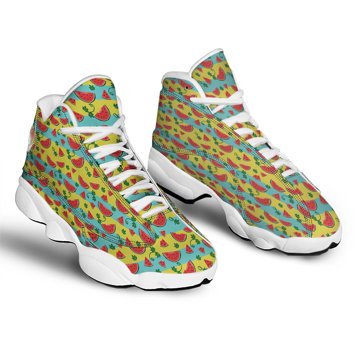 Watermelon Pieces Yellow Print Pattern White Basketball Shoes-grizzshop