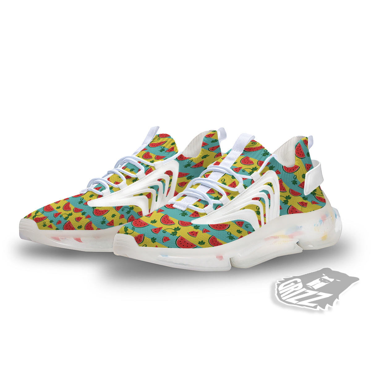 Watermelon Pieces Yellow Print Pattern White Gym Shoes-grizzshop