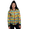 Watermelon Pieces Yellow Print Pattern Women's Bomber Jacket-grizzshop