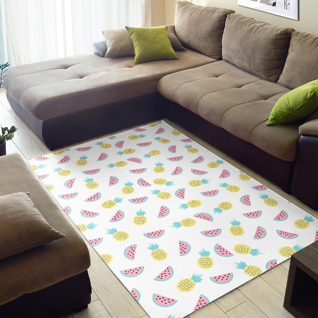 Watermelon Pineapple Piece White Pattern Print Floor Mat-grizzshop