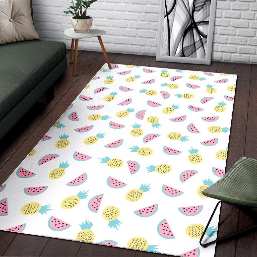 Watermelon Pineapple Piece White Pattern Print Floor Mat-grizzshop