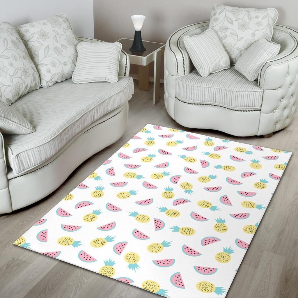 Watermelon Pineapple Piece White Pattern Print Floor Mat-grizzshop