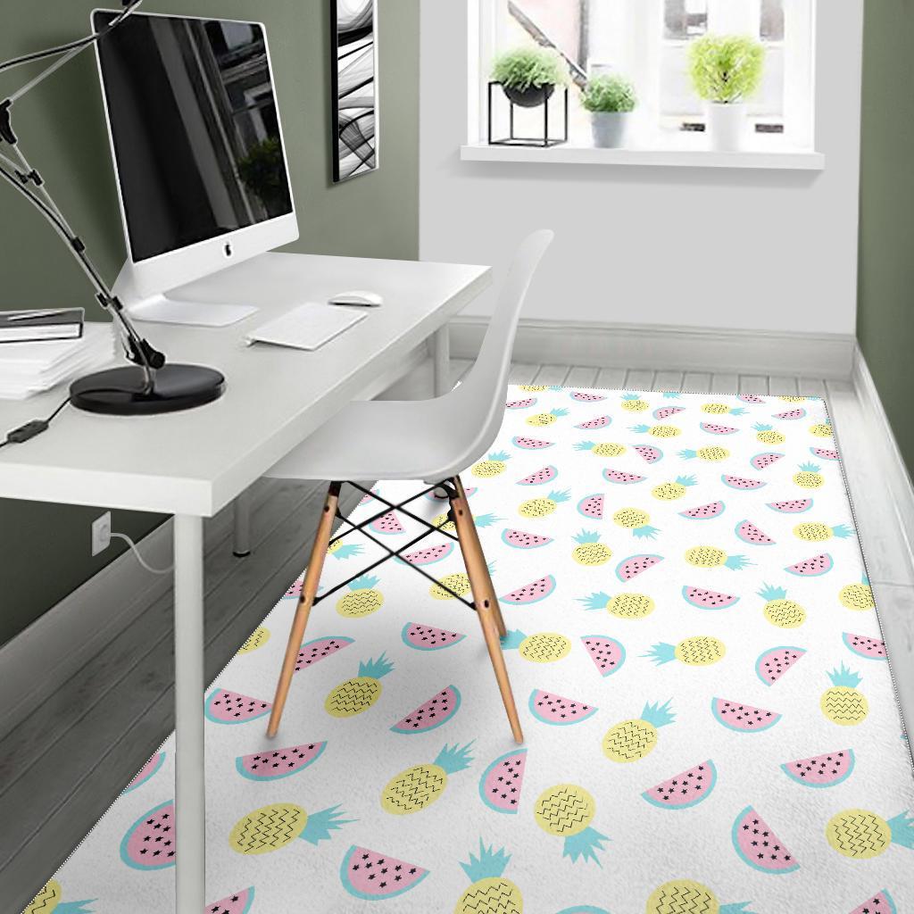 Watermelon Pineapple Piece White Pattern Print Floor Mat-grizzshop