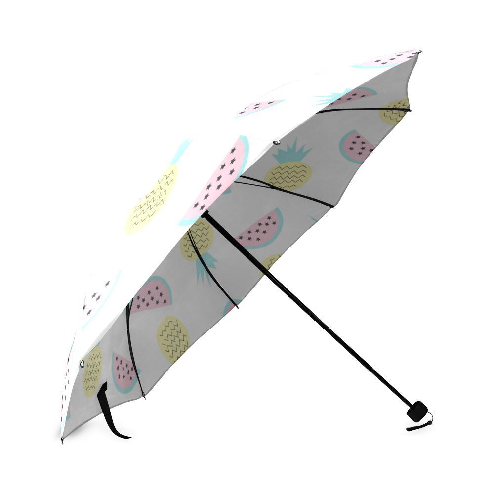 Watermelon Pineapple Piece White Pattern Print Foldable Umbrella-grizzshop