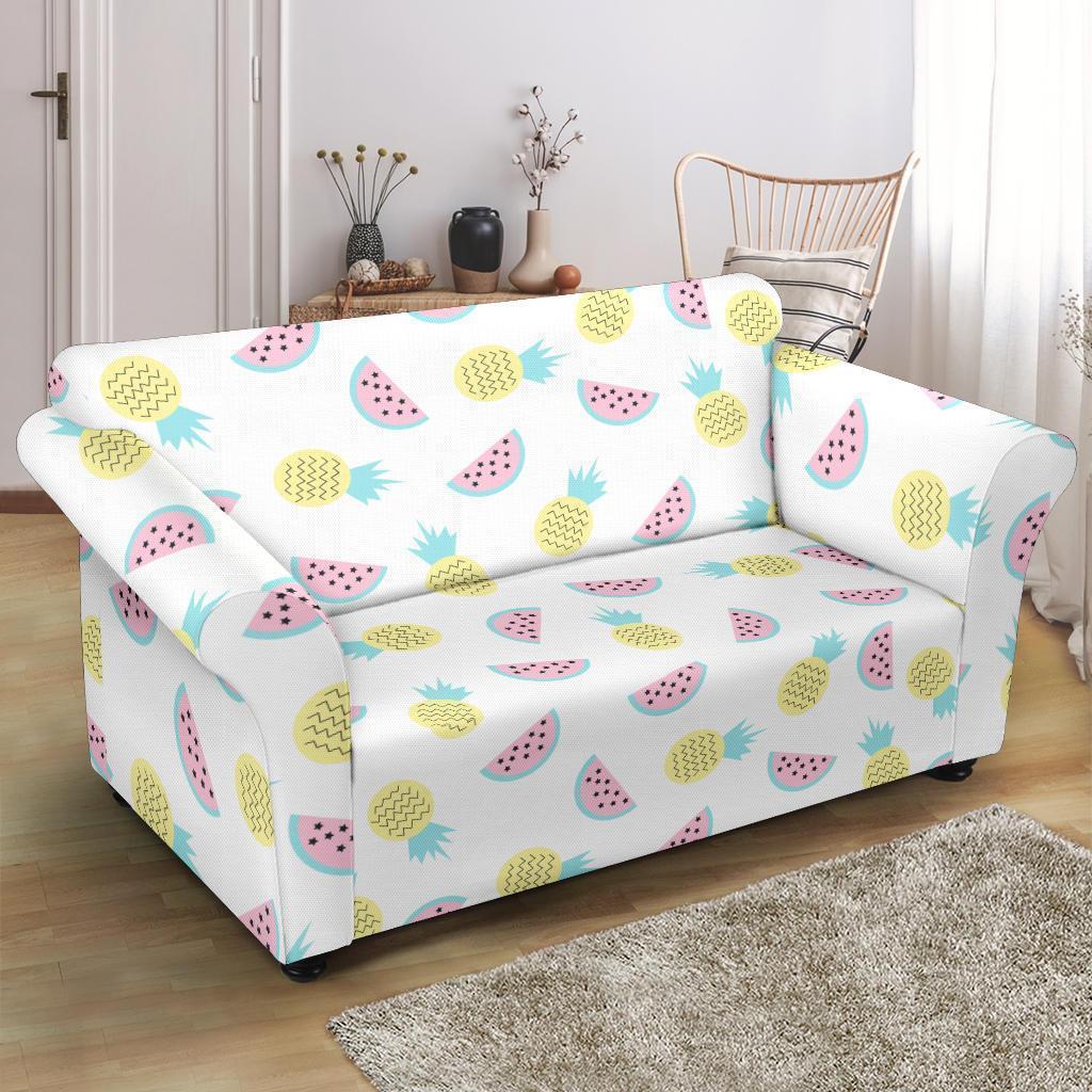 Watermelon Pineapple Piece White Pattern Print Loveseat Cover-grizzshop