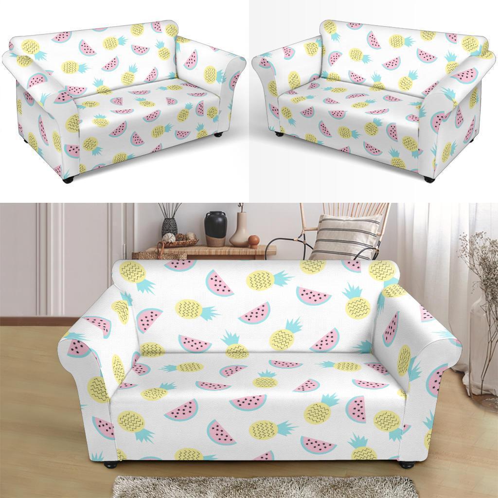 Watermelon Pineapple Piece White Pattern Print Loveseat Cover-grizzshop