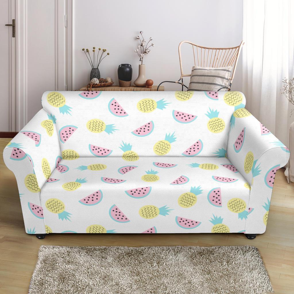 Watermelon Pineapple Piece White Pattern Print Loveseat Cover-grizzshop