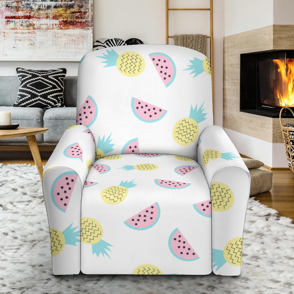 Watermelon Pineapple Piece White Pattern Print Recliner Cover-grizzshop