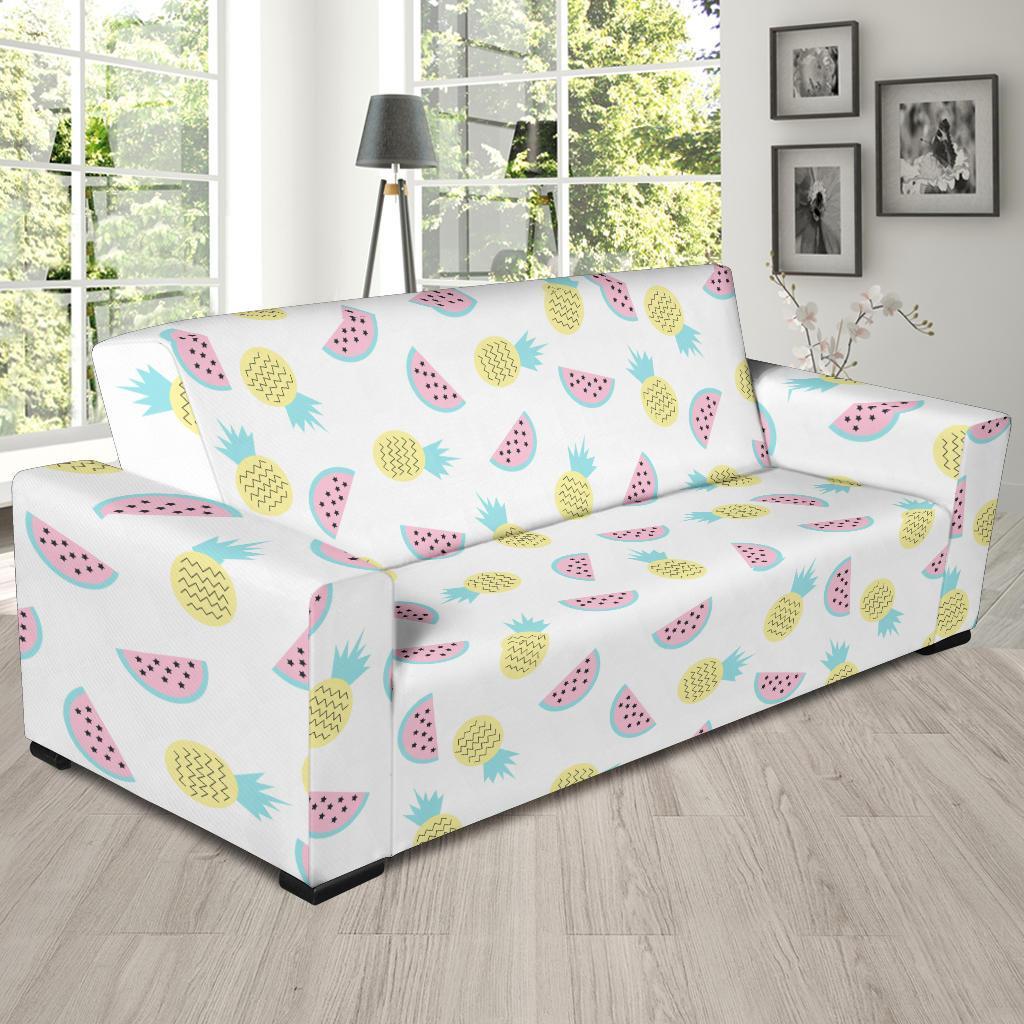 Watermelon Pineapple Piece White Pattern Print Sofa Covers-grizzshop