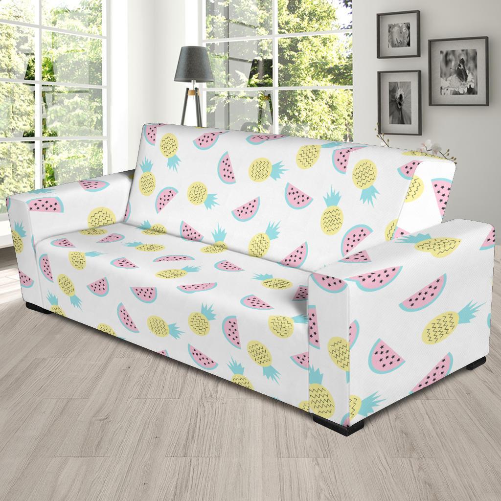 Watermelon Pineapple Piece White Pattern Print Sofa Covers-grizzshop