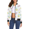 Watermelon Pineapple Piece White Pattern Print Women Casual Bomber Jacket-grizzshop