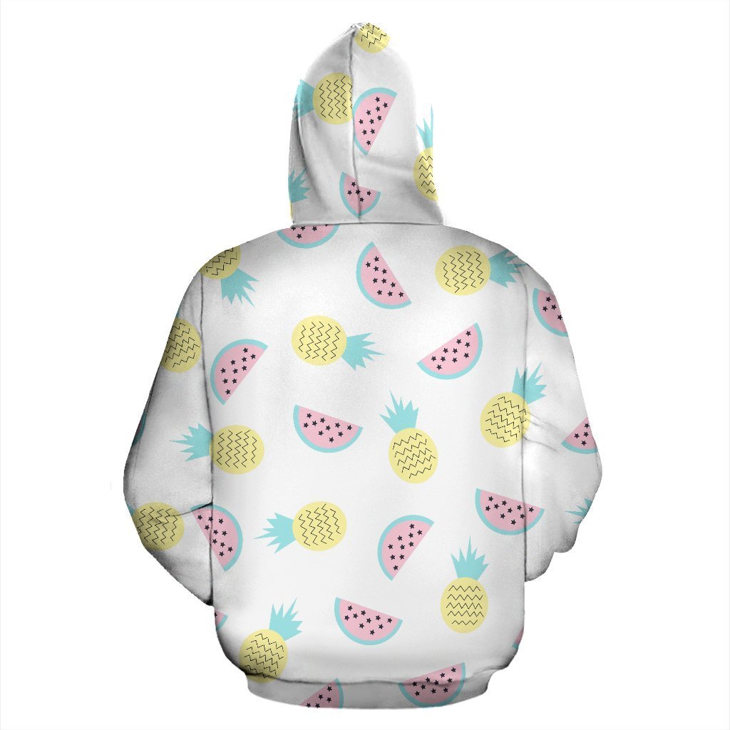 Watermelon Pineapple Piece White Pattern Print Women Men Pullover Hoodie-grizzshop