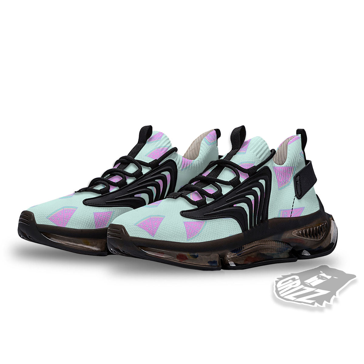 Watermelon Purple Tropical Print Pattern Black Gym Shoes-grizzshop