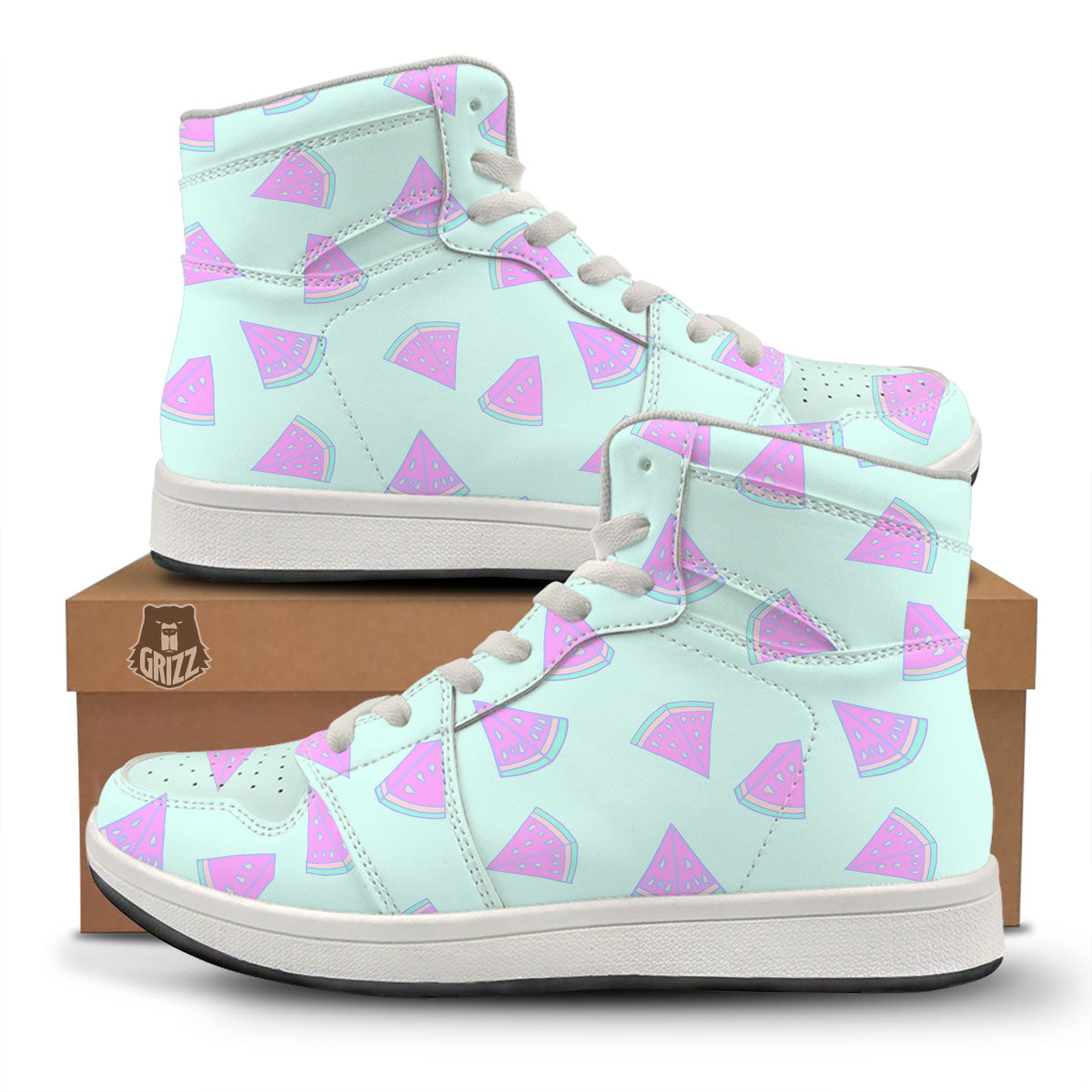 Watermelon Purple Tropical Print Pattern High Top Sneakers-grizzshop