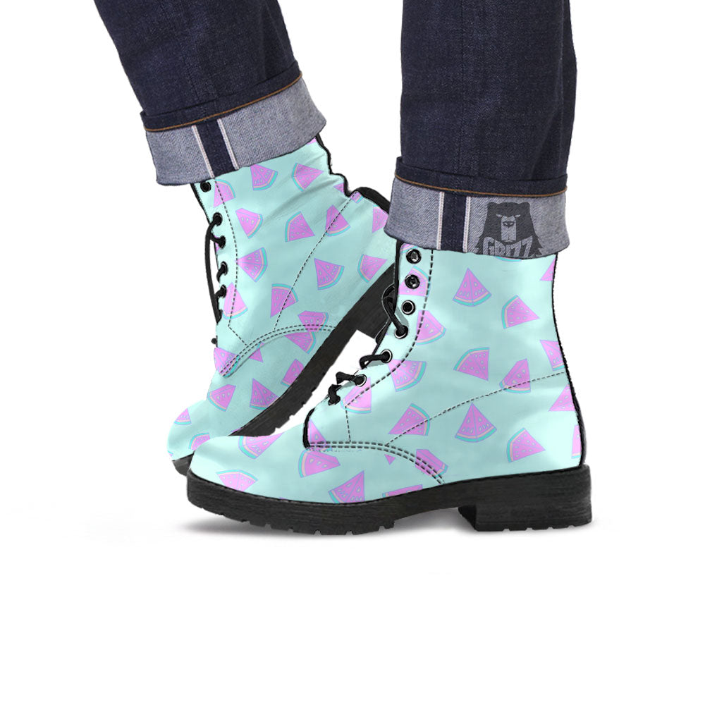 Watermelon Purple Tropical Print Pattern Leather Boots-grizzshop