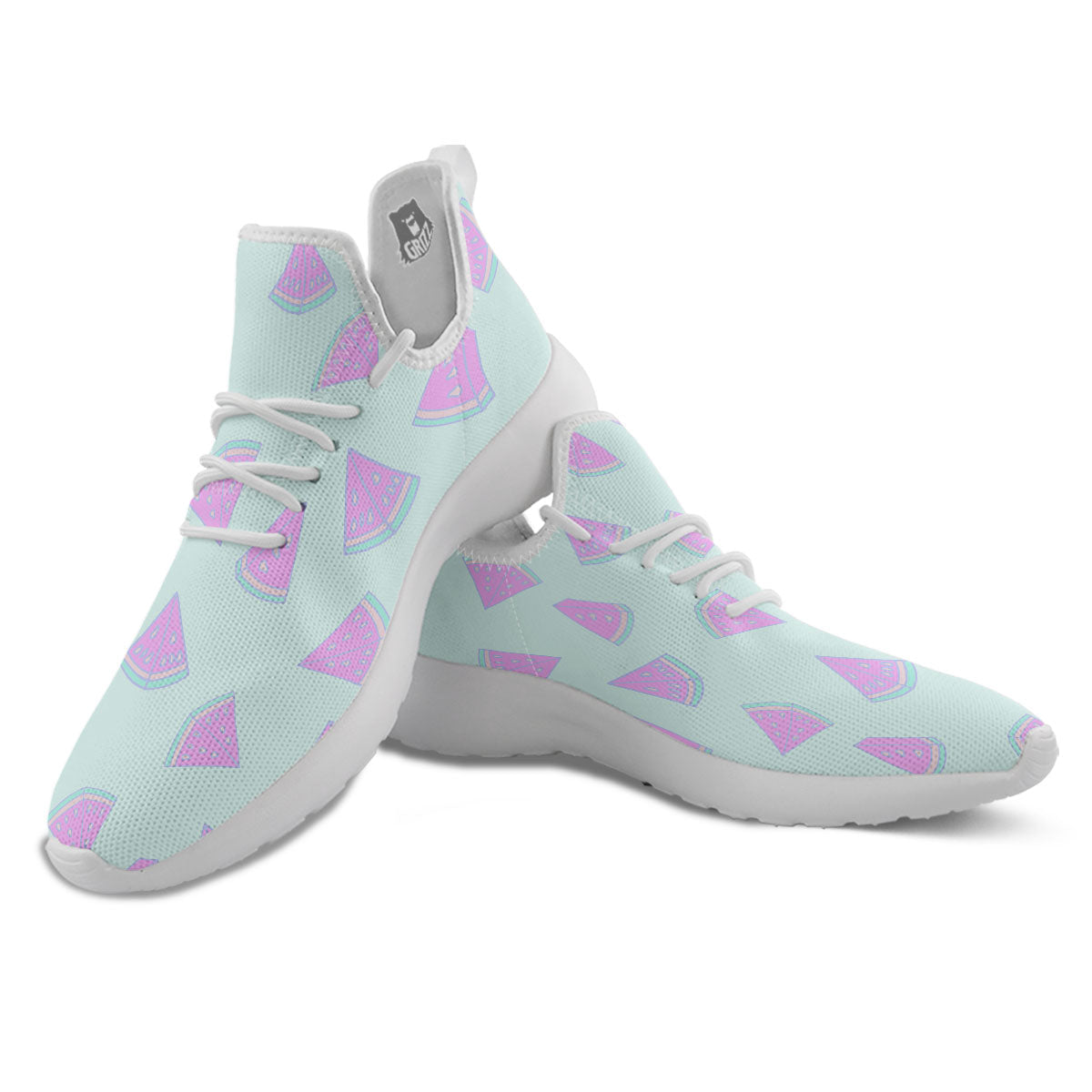 Watermelon Purple Tropical Print Pattern White Athletic Shoes-grizzshop