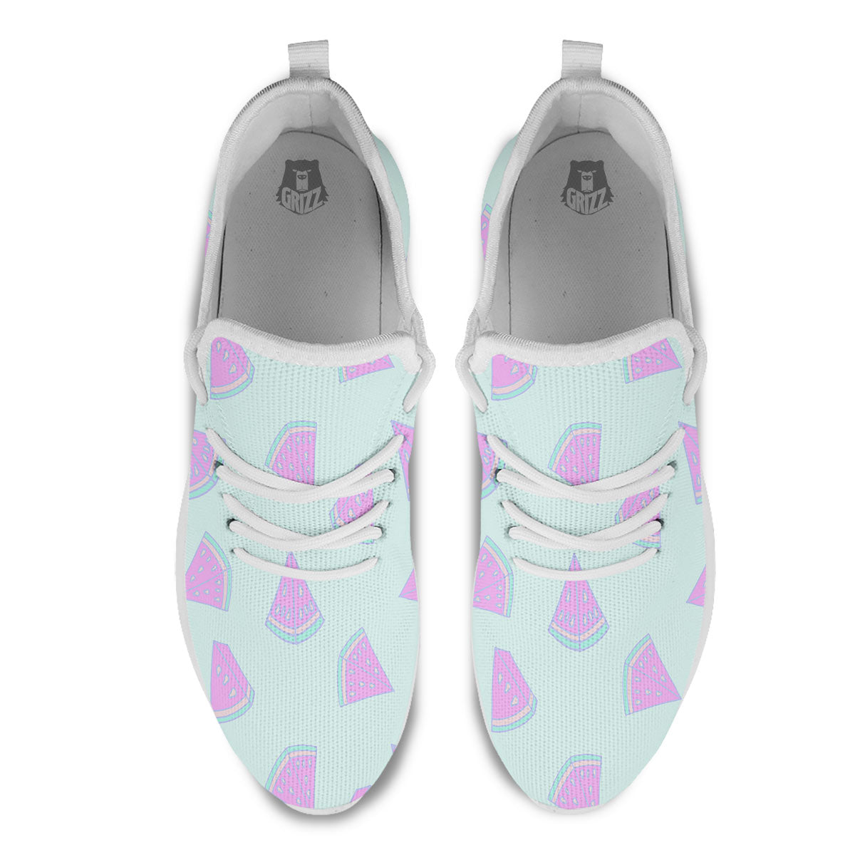 Watermelon Purple Tropical Print Pattern White Athletic Shoes-grizzshop