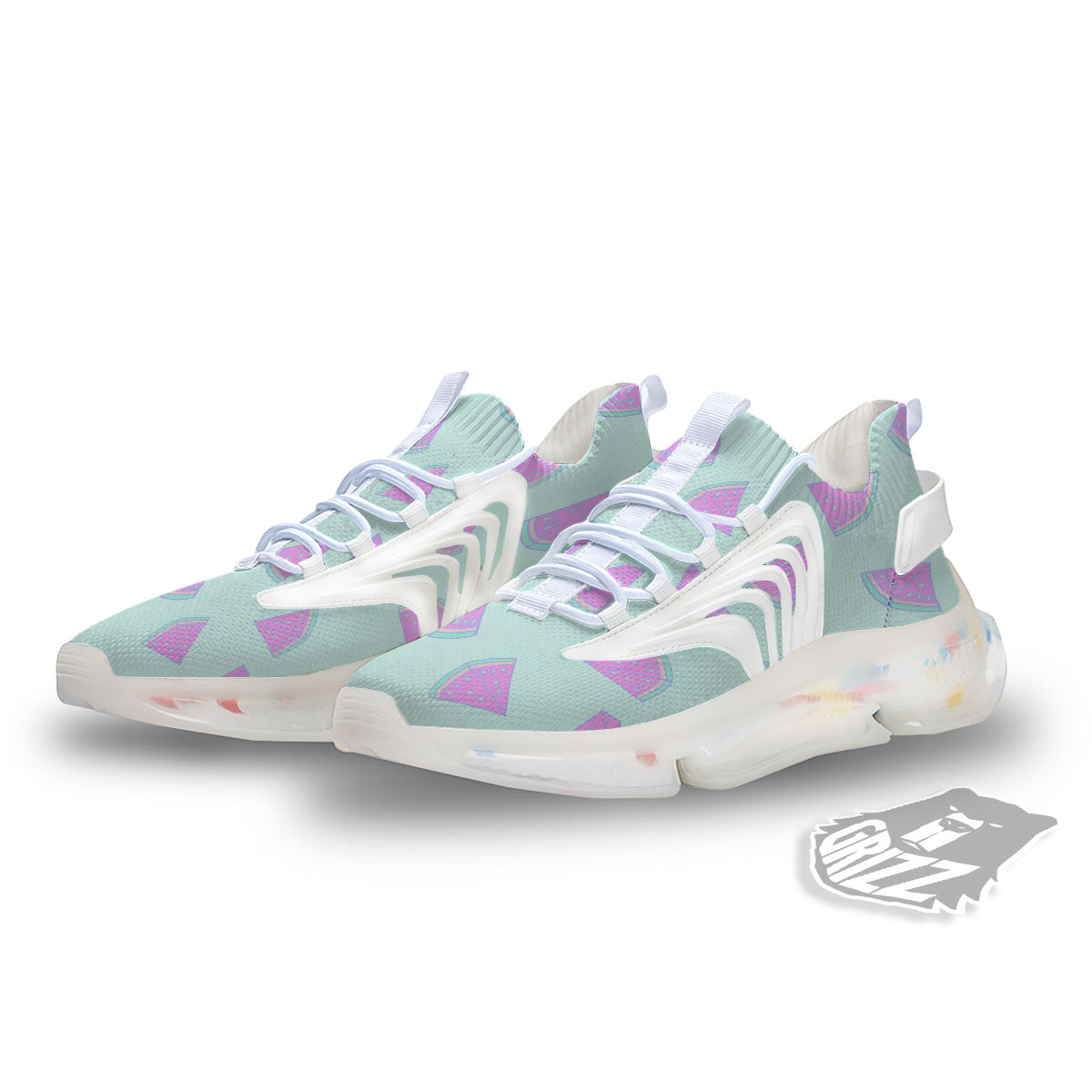 Watermelon Purple Tropical Print Pattern White Gym Shoes-grizzshop