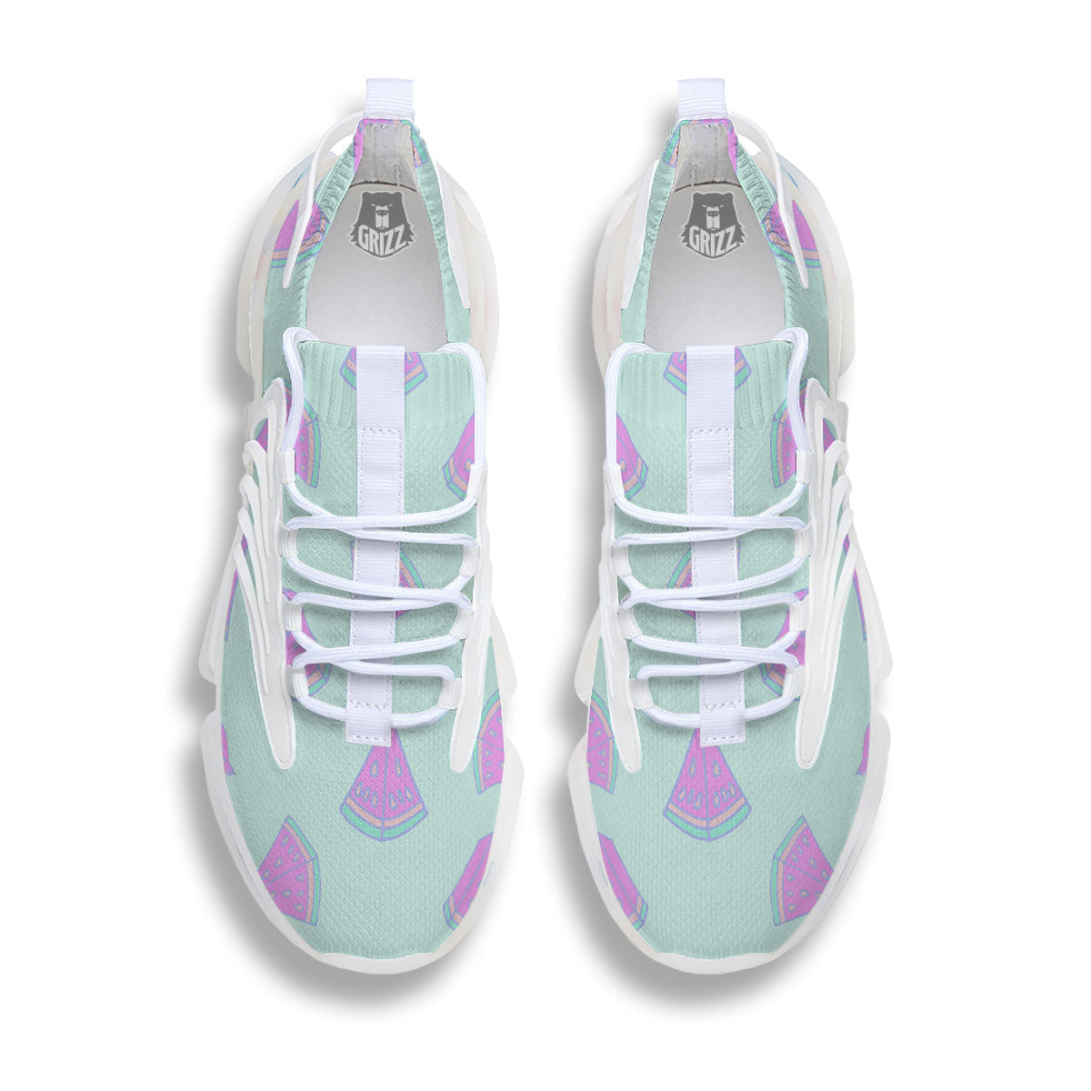 Watermelon Purple Tropical Print Pattern White Gym Shoes-grizzshop