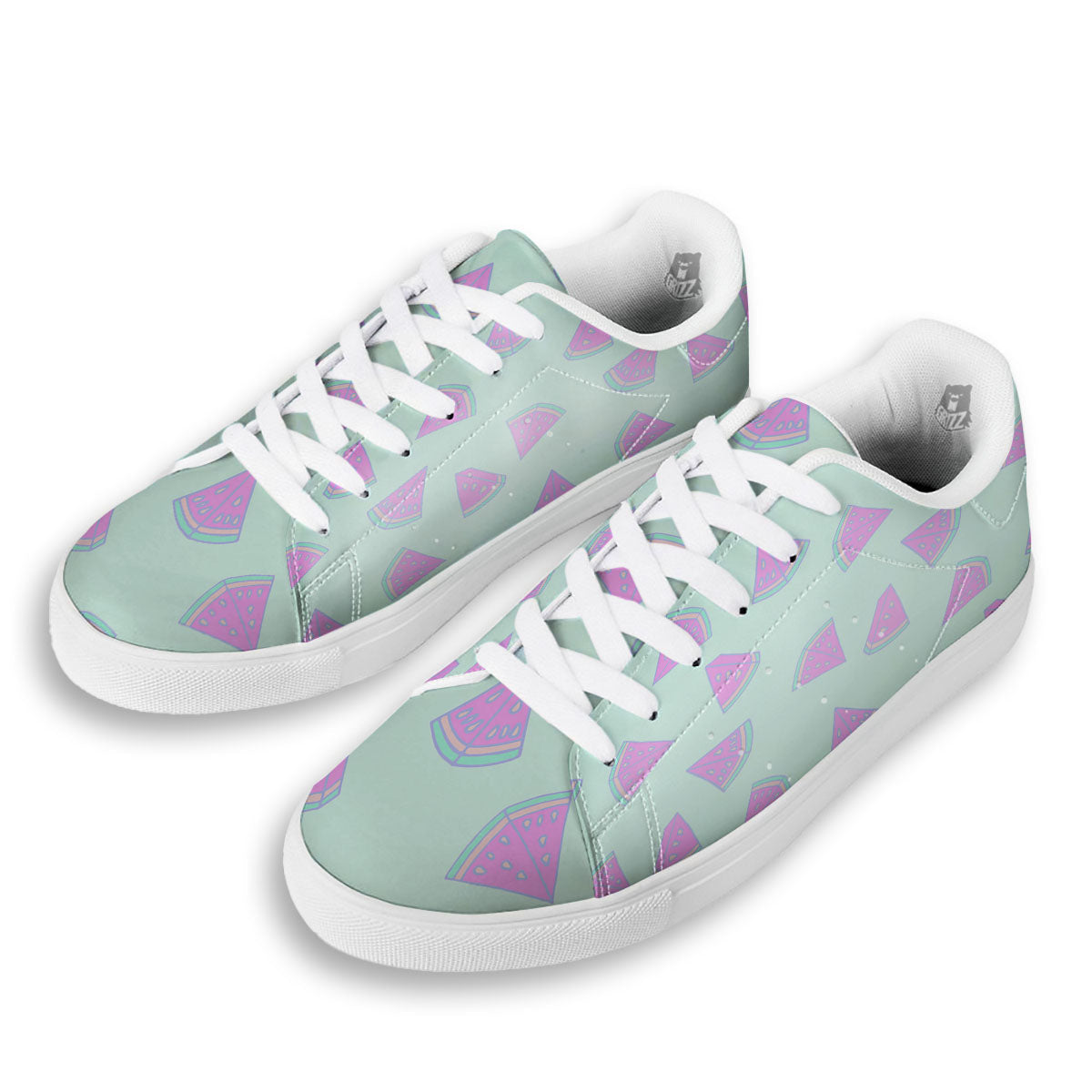 Watermelon Purple Tropical Print Pattern White Low Top Sneakers-grizzshop