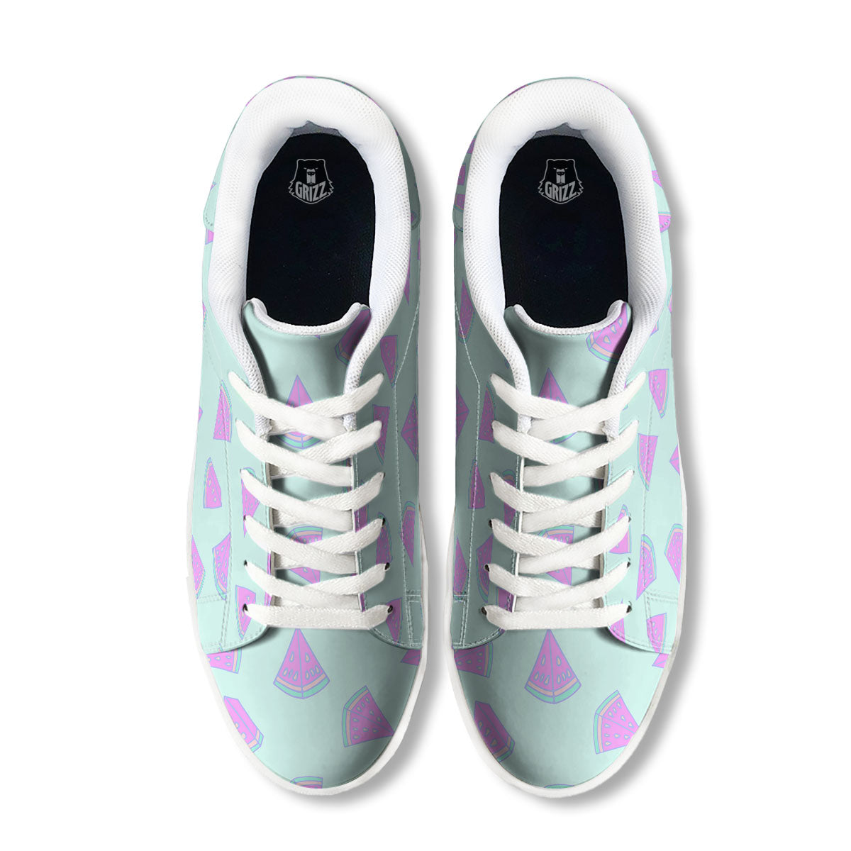 Watermelon Purple Tropical Print Pattern White Low Top Sneakers-grizzshop