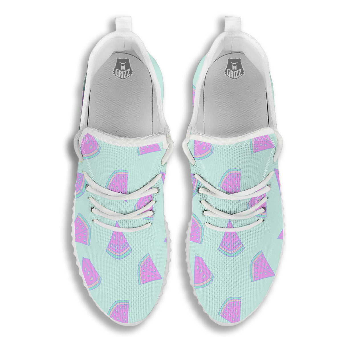 Watermelon Purple Tropical Print Pattern White Walking Shoes-grizzshop