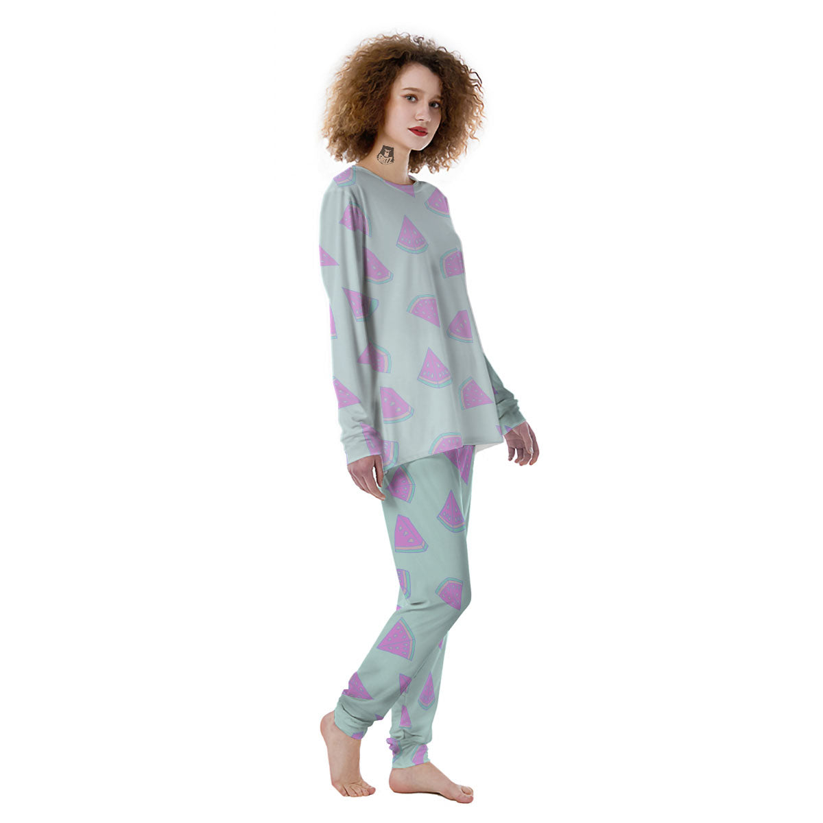Watermelon Purple Tropical Print Pattern Women's Pajamas-grizzshop