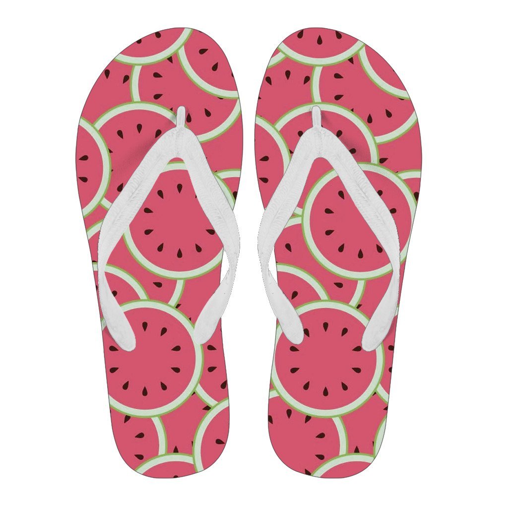 Watermelon Red Piece Pattern Print Men & Women Flip Flops-grizzshop