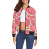 Watermelon Red Piece Pattern Print Women Casual Bomber Jacket-grizzshop