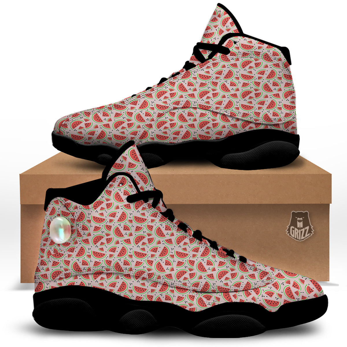 Watermelon Slices Cute Print Pattern Black Basketball Shoes-grizzshop