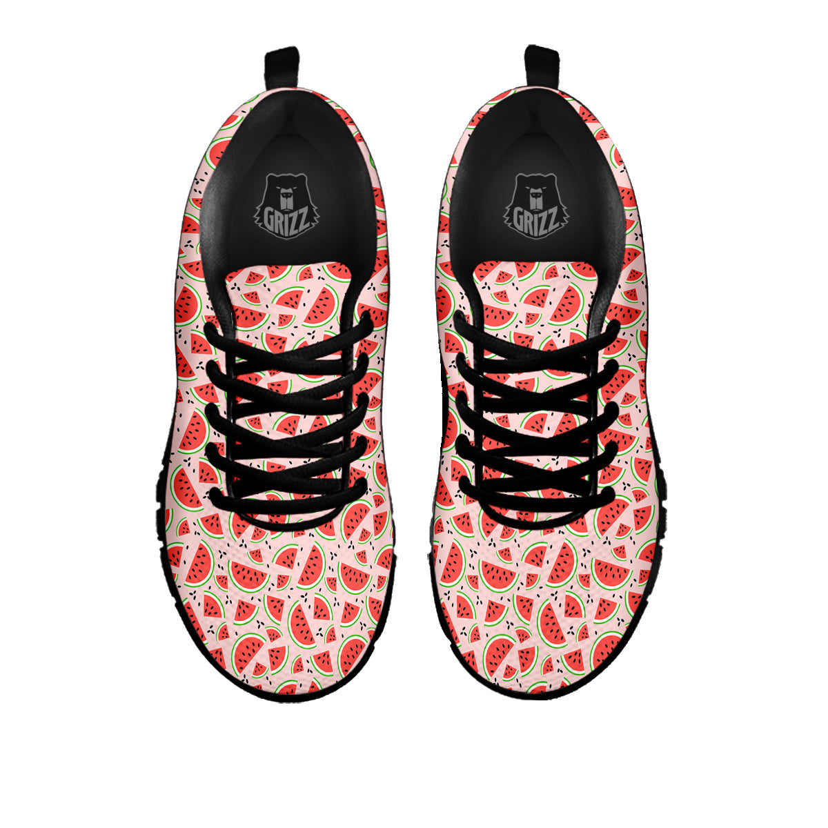 Watermelon Slices Cute Print Pattern Black Sneaker-grizzshop