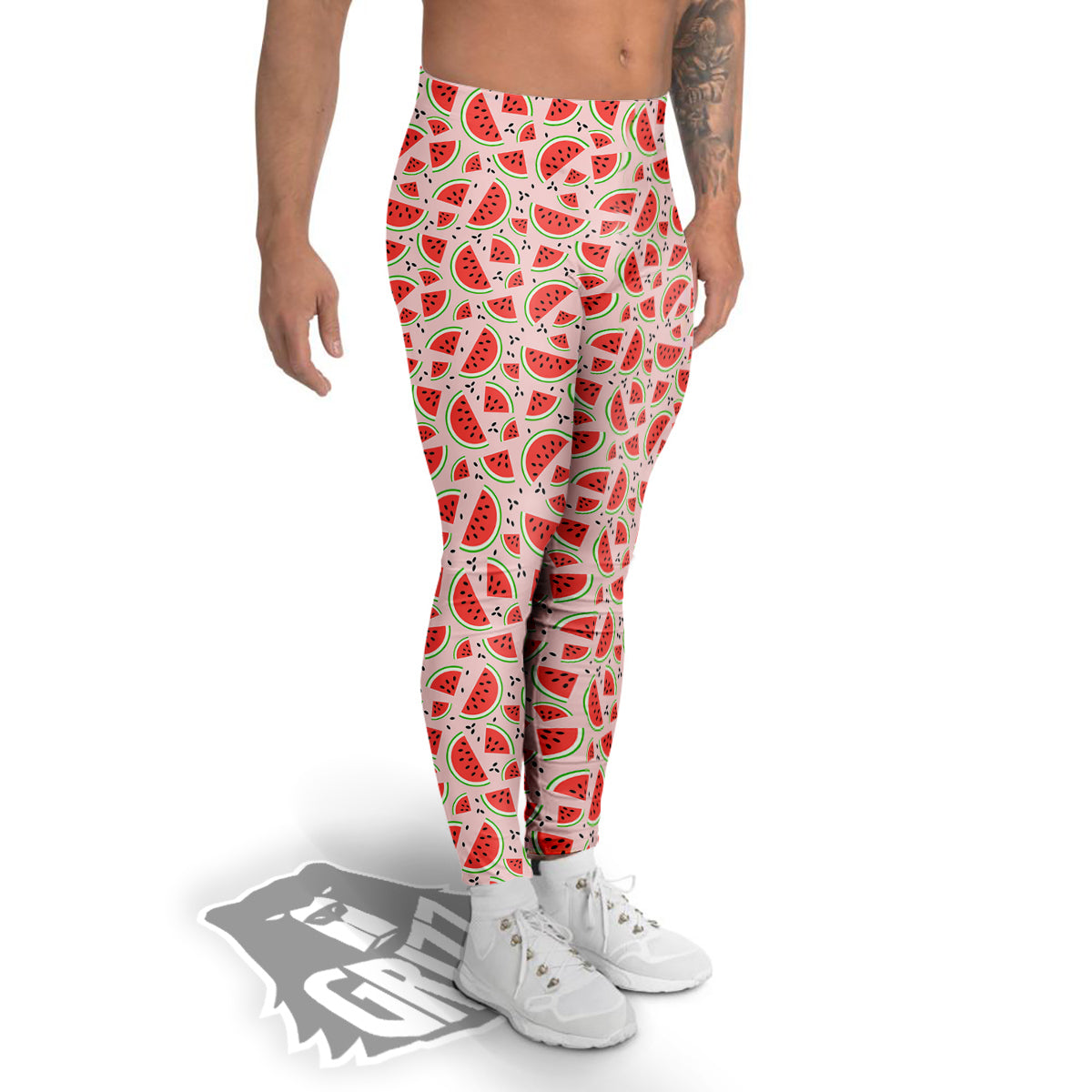 Watermelon Slices Cute Print Pattern Men's Leggings-grizzshop