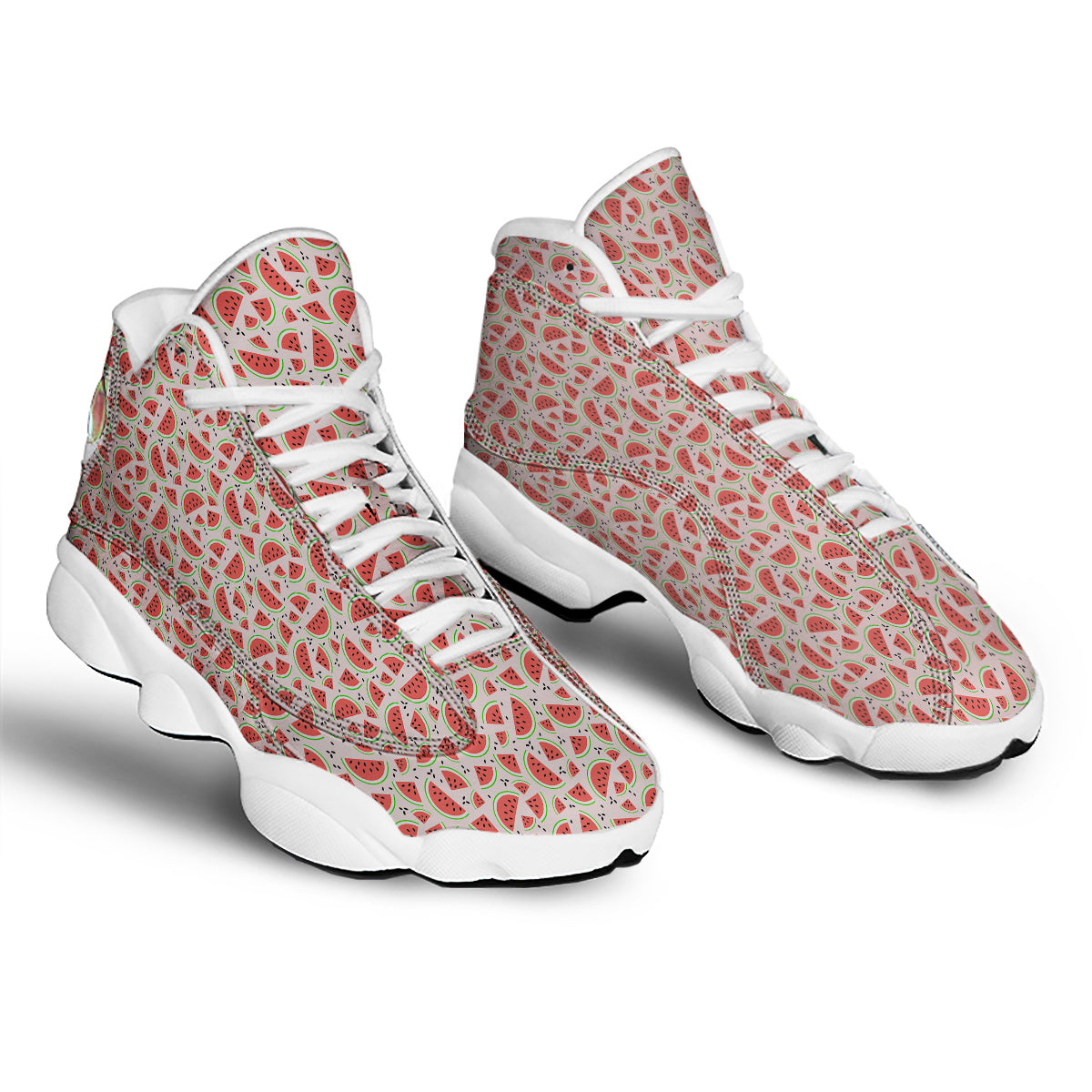 Watermelon Slices Cute Print Pattern White Basketball Shoes-grizzshop