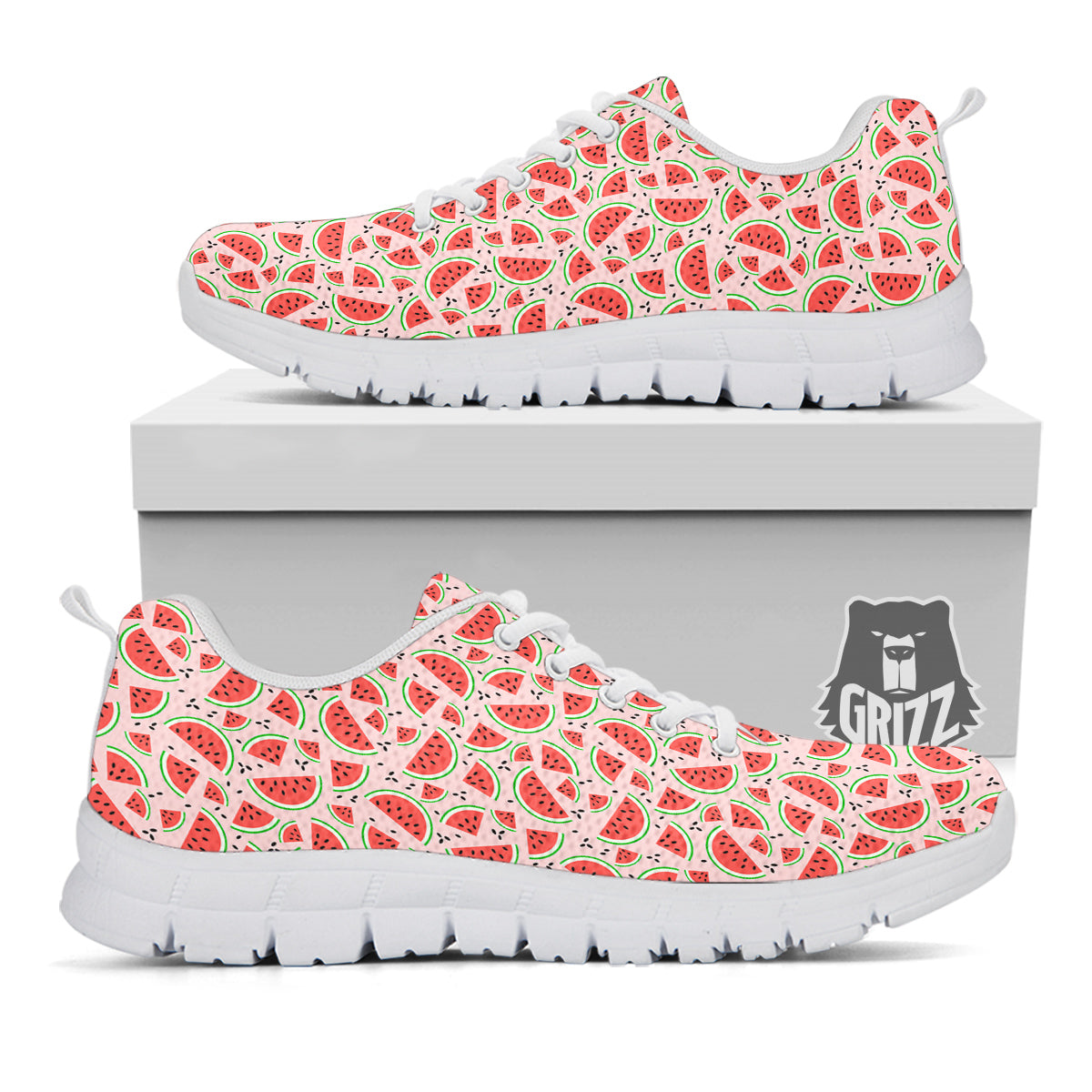 Watermelon Slices Cute Print Pattern White Sneaker-grizzshop
