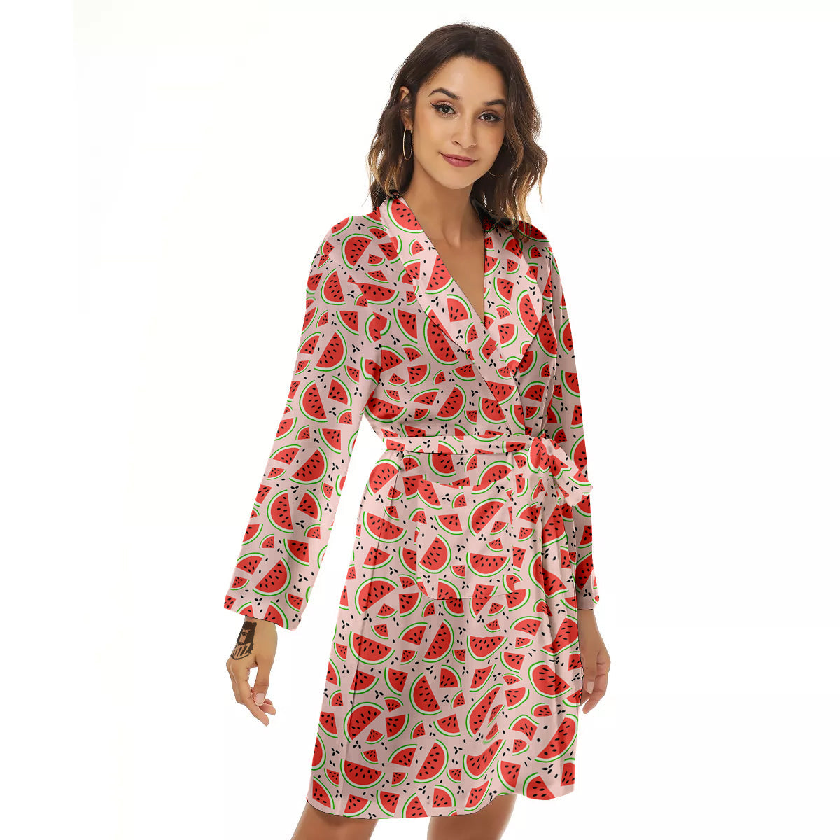 Watermelon Slices Cute Print Pattern Women's Robe-grizzshop
