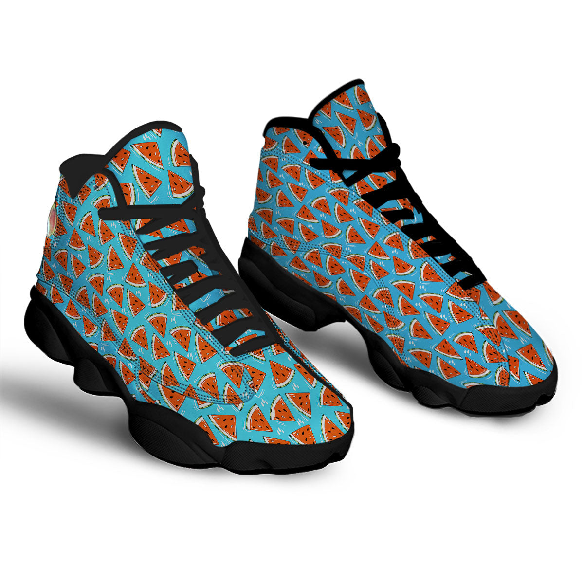 Watermelon Summer Blue Print Pattern Black Basketball Shoes-grizzshop