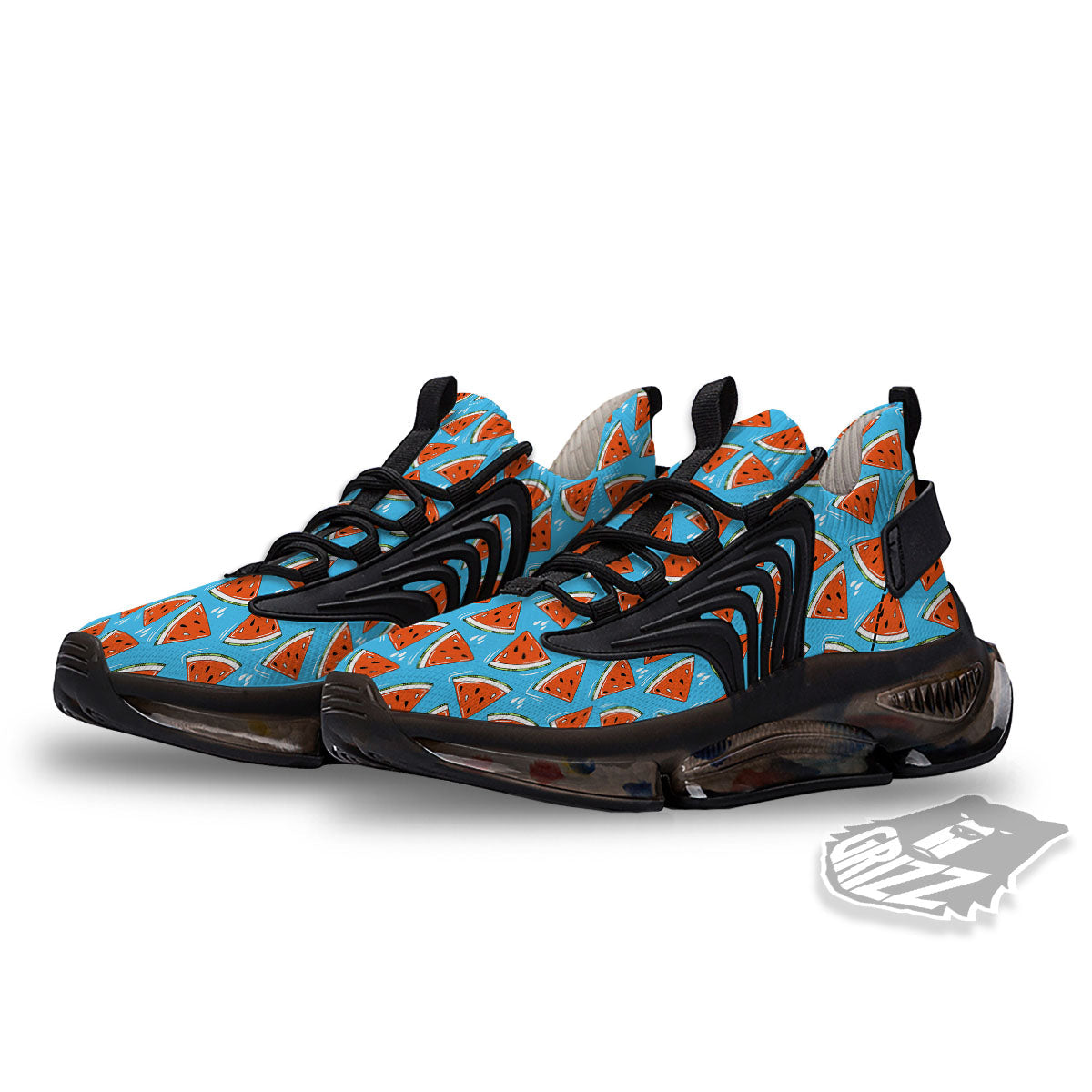 Watermelon Summer Blue Print Pattern Black Gym Shoes-grizzshop