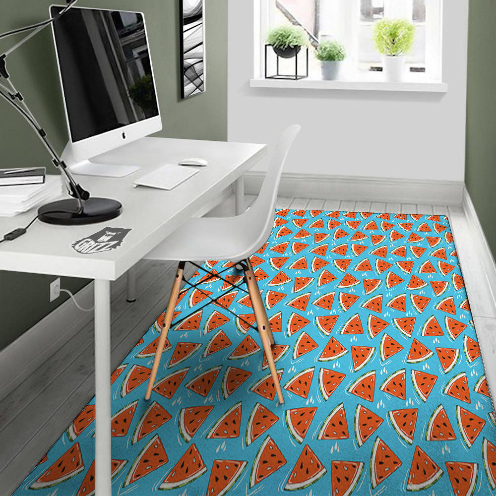 Watermelon Summer Blue Print Pattern Floor Mat-grizzshop