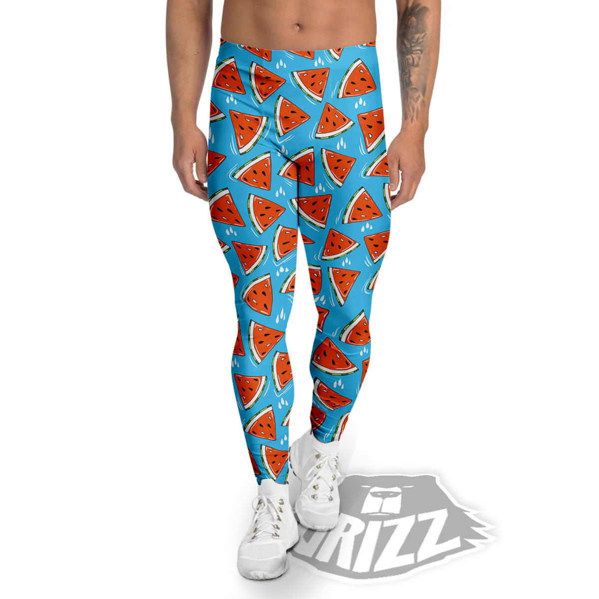 Watermelon Summer Blue Print Pattern Men's Leggings-grizzshop