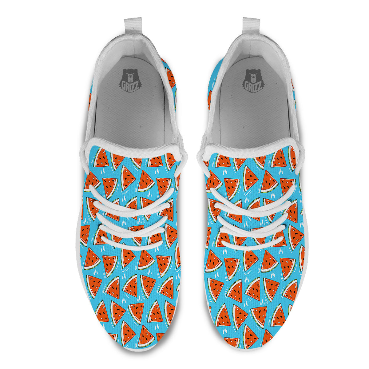 Watermelon Summer Blue Print Pattern White Athletic Shoes-grizzshop