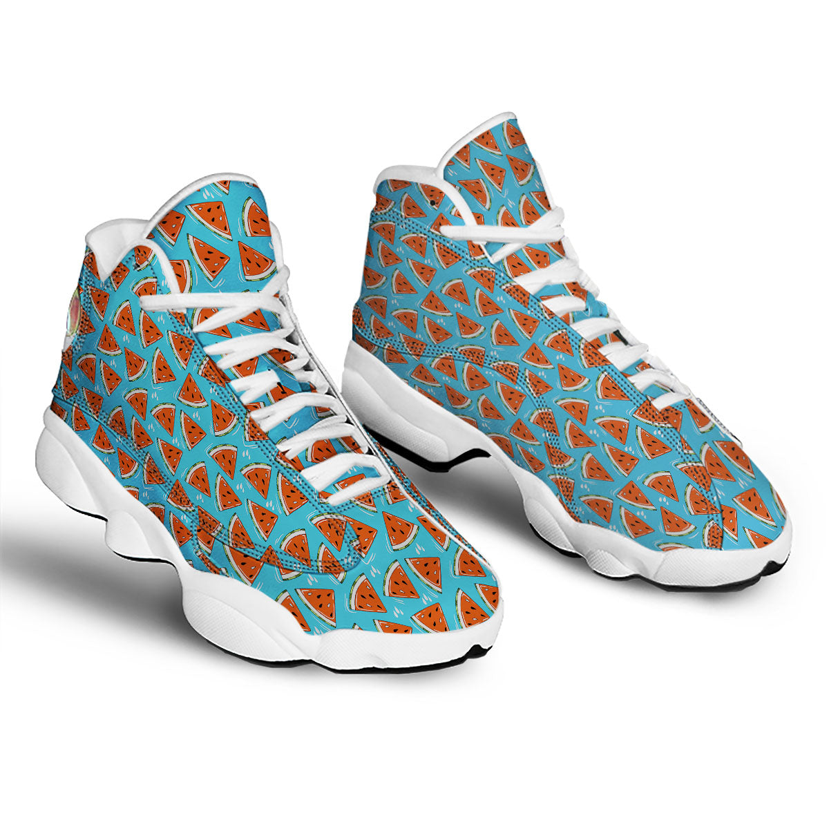 Watermelon Summer Blue Print Pattern White Basketball Shoes-grizzshop
