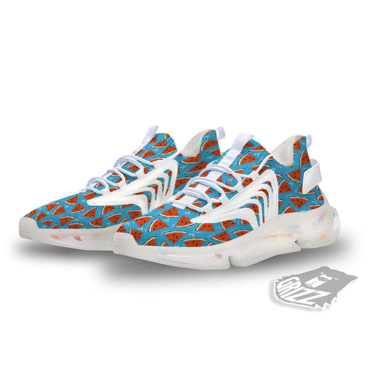 Watermelon Summer Blue Print Pattern White Gym Shoes-grizzshop