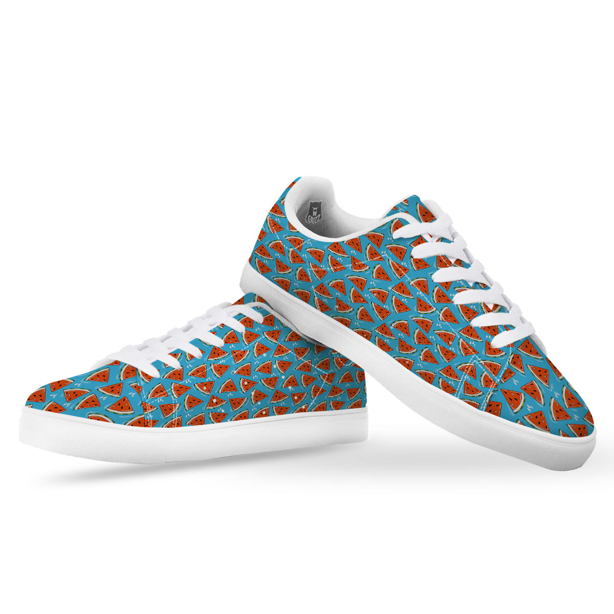 Watermelon Summer Blue Print Pattern White Low Top Sneakers-grizzshop