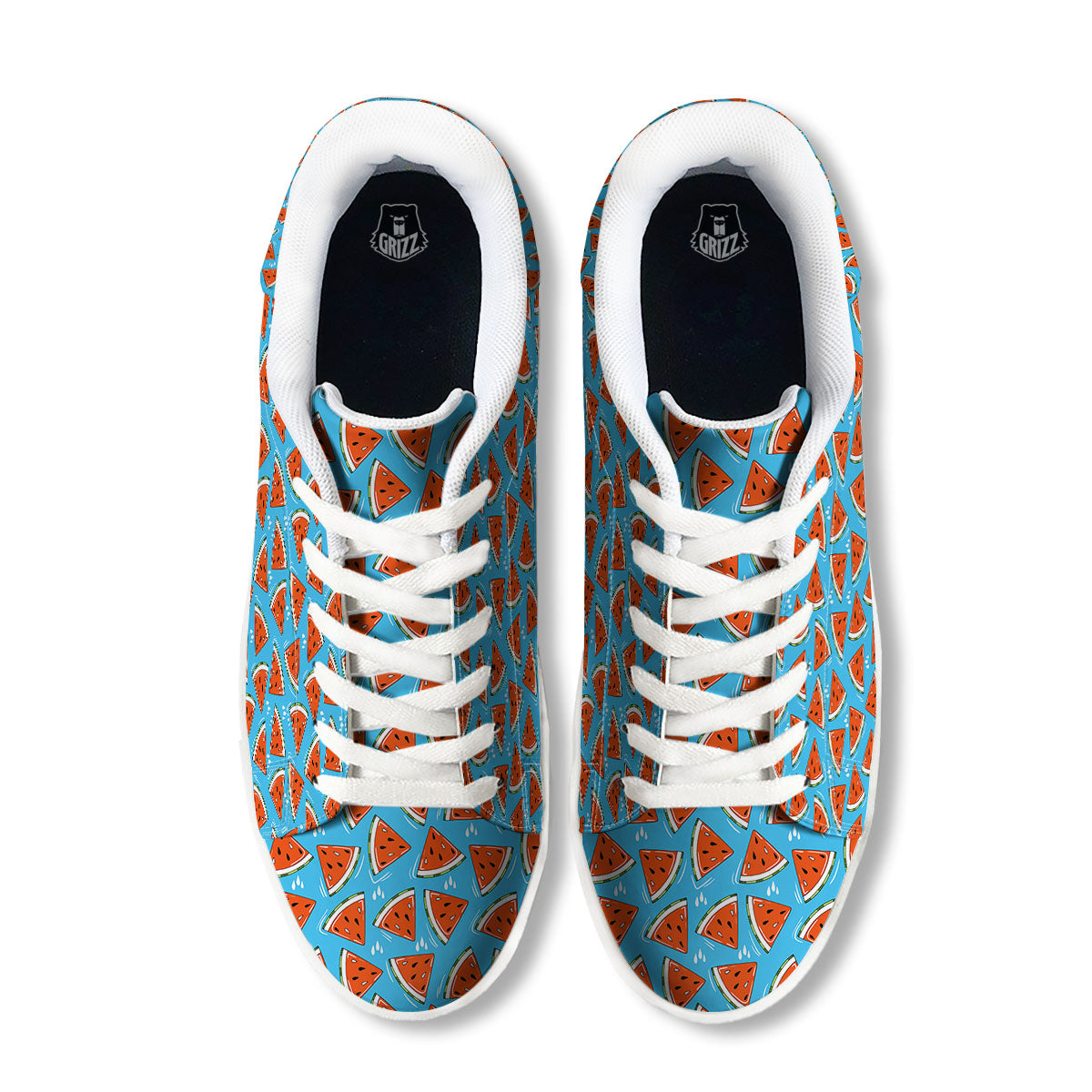 Watermelon Summer Blue Print Pattern White Low Top Sneakers-grizzshop