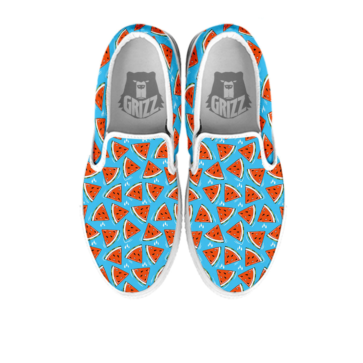 Watermelon Summer Blue Print Pattern White Slip On Shoes-grizzshop