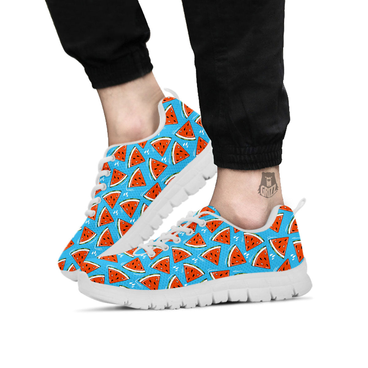 Watermelon Summer Blue Print Pattern White Sneaker-grizzshop