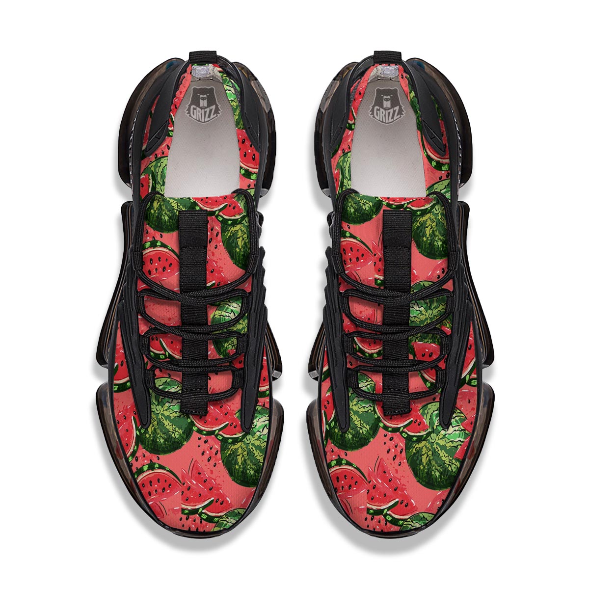 Watermelon Summer Fruits Print Pattern Black Gym Shoes-grizzshop