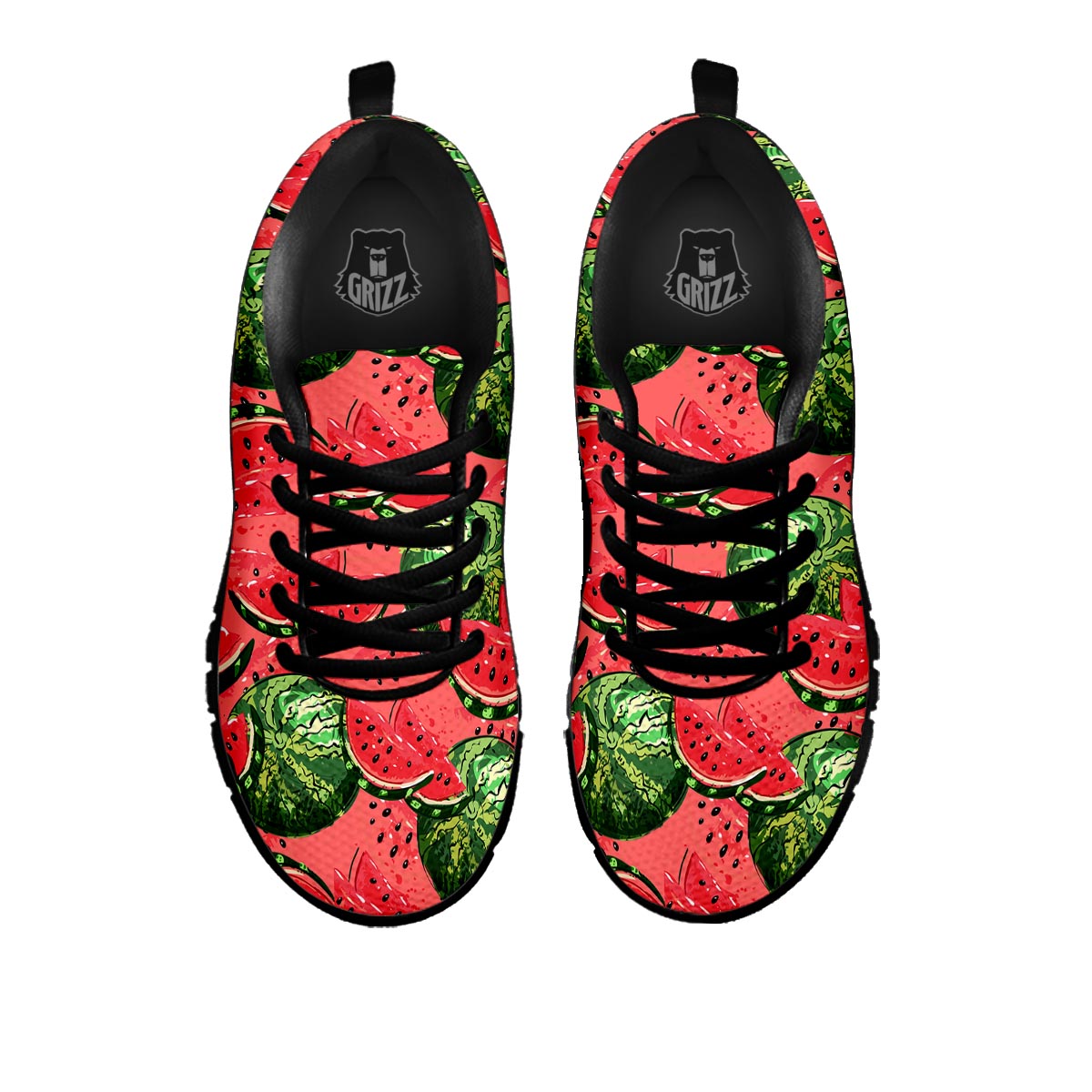 Watermelon Summer Fruits Print Pattern Black Sneaker-grizzshop