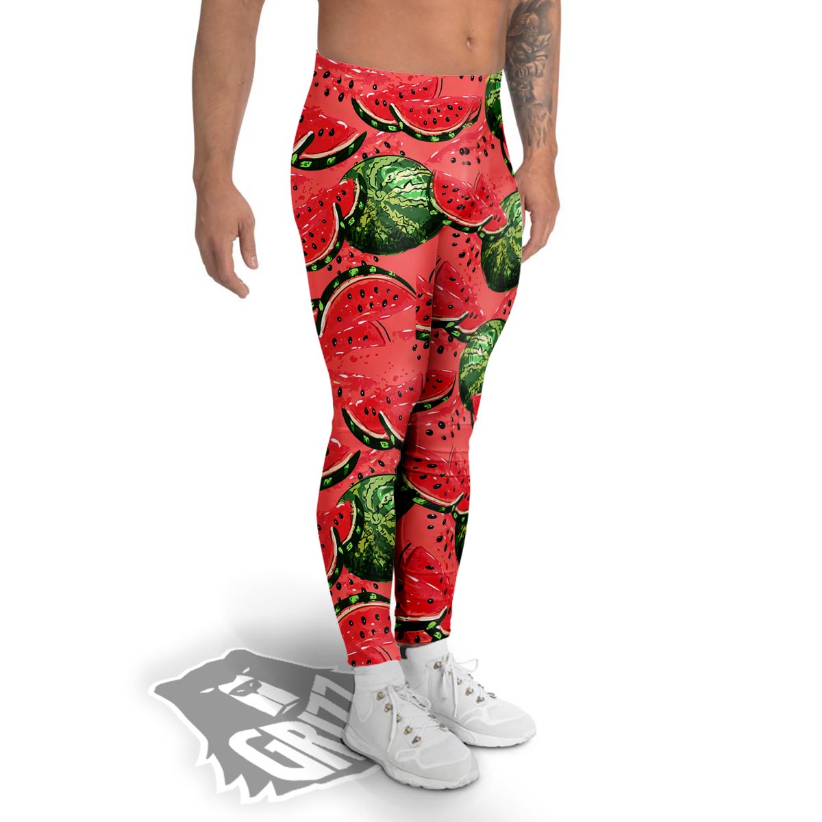 Watermelon Summer Fruits Print Pattern Men's Leggings-grizzshop