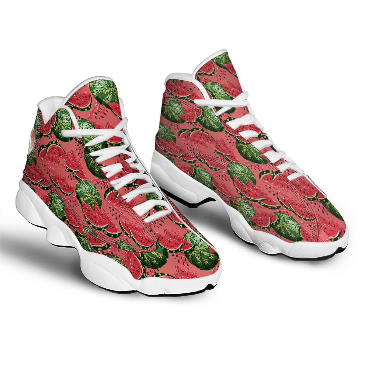 Watermelon Summer Fruits Print Pattern White Basketball Shoes-grizzshop